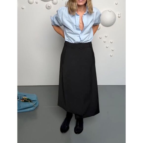 Tibi Recycled Tropical Wool Pliée Skirt - Picture 4 of 10